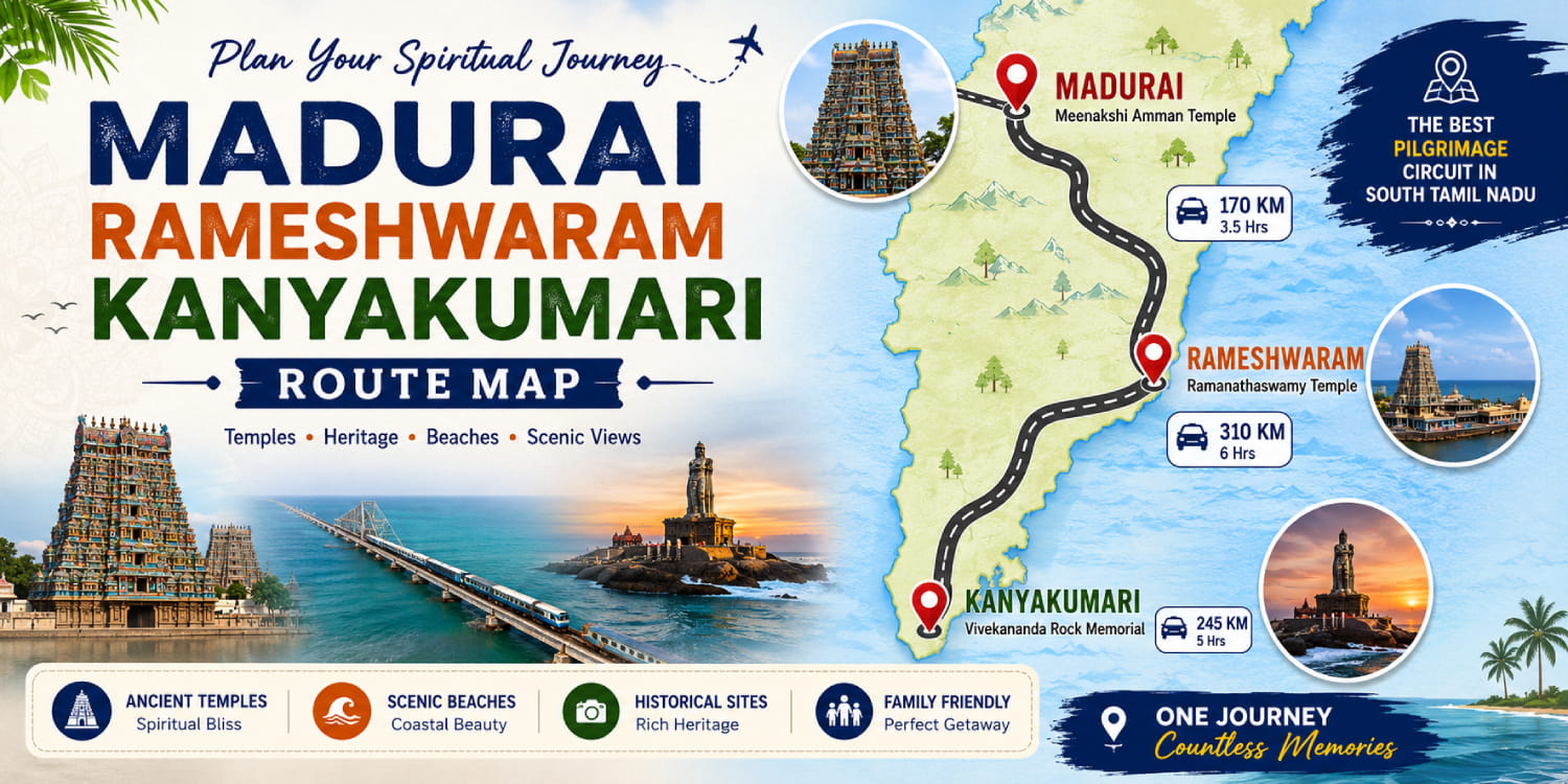 Madurai Rameswaram Kanyakumari Route Map