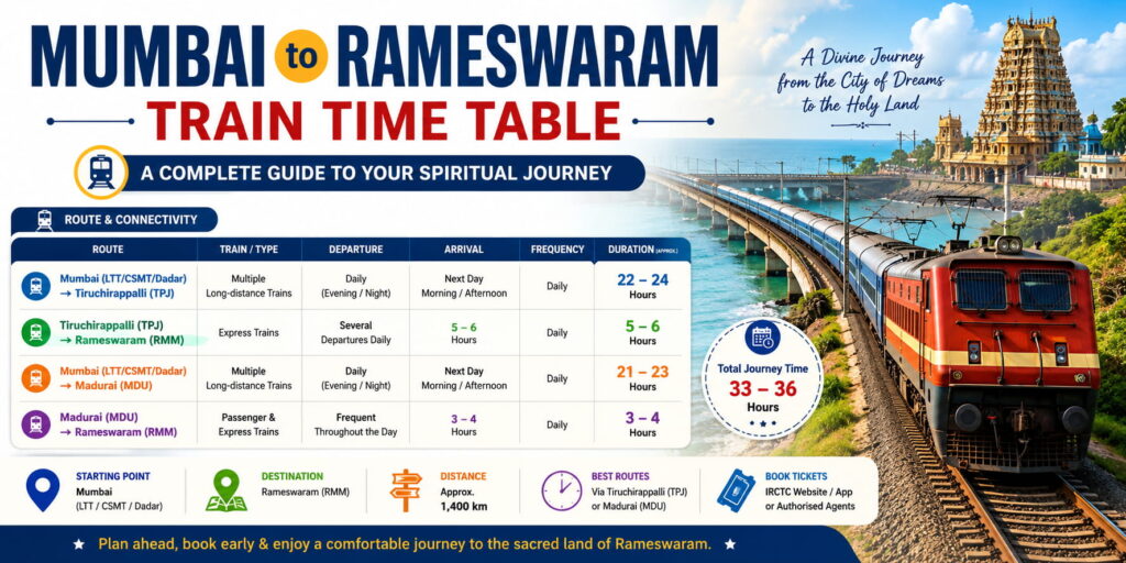 Mumbai to Rameswaram Train Time Table