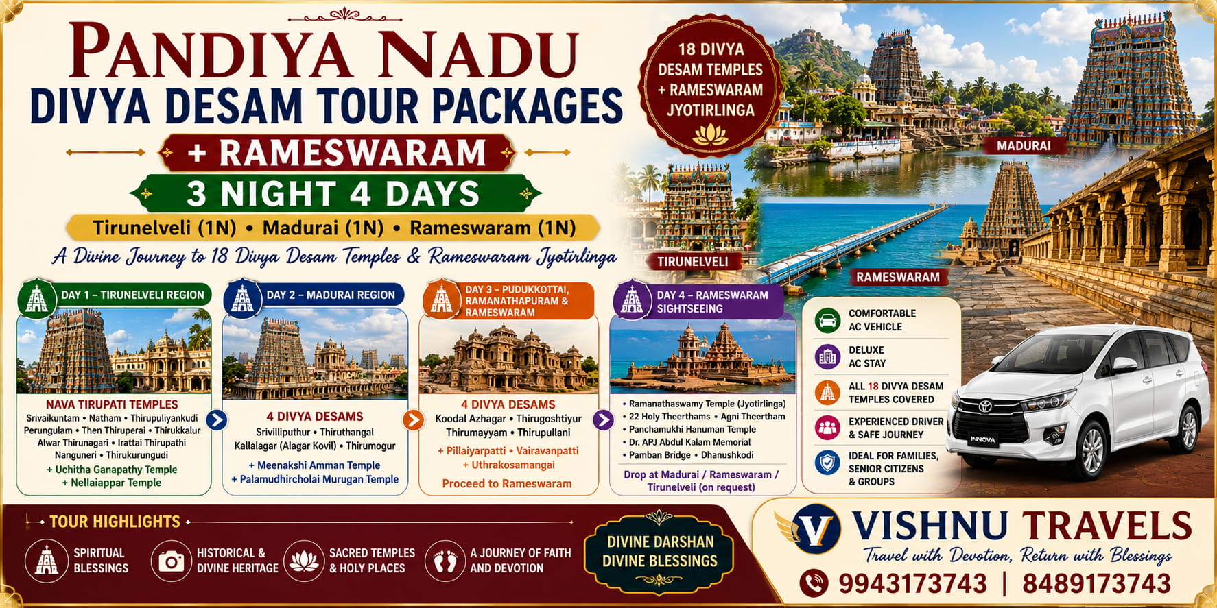 Pandiya nadu Divya Desam + Rameswaram Tour Packages