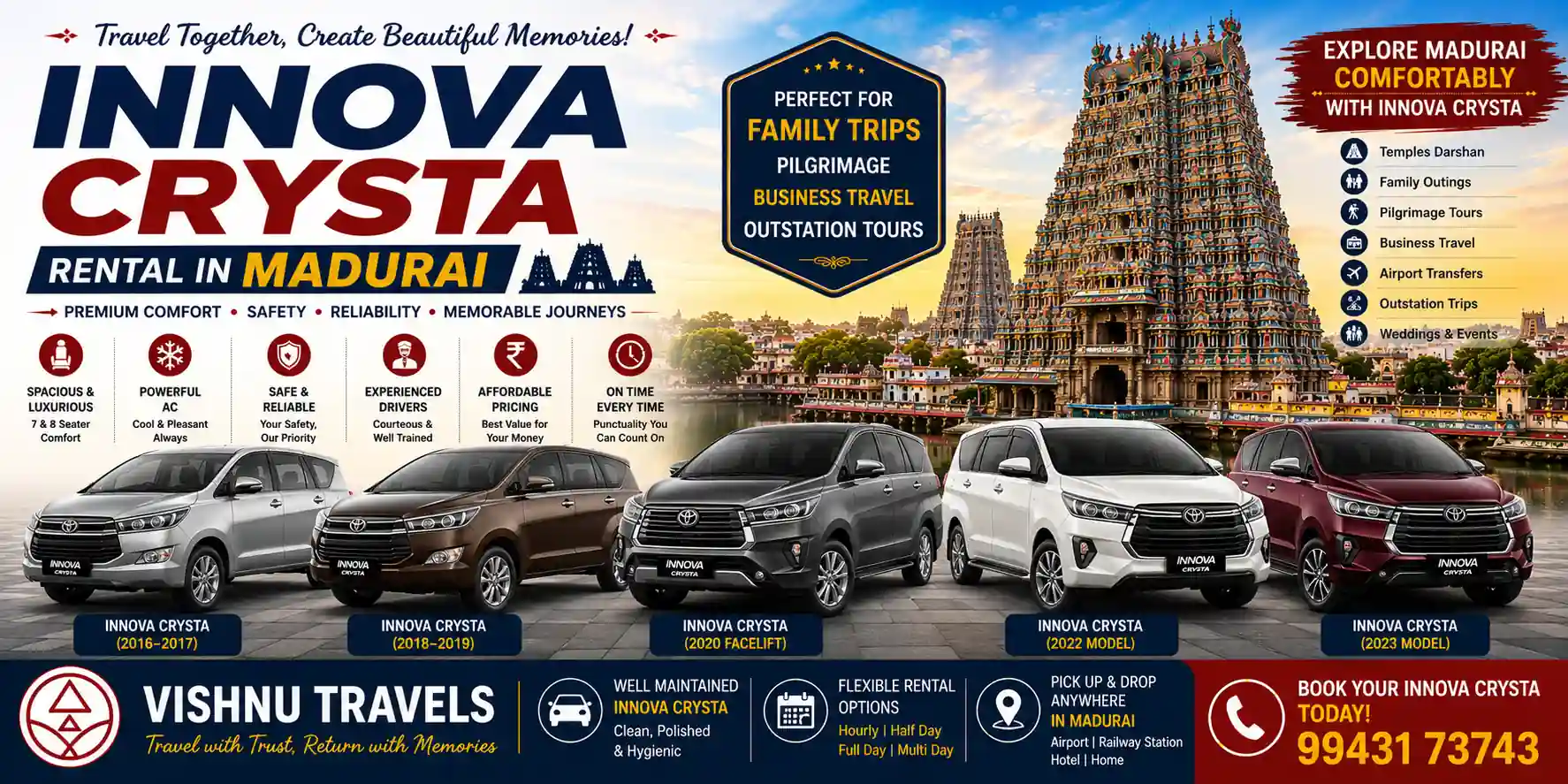 Innova Crysta Rental in Madurai