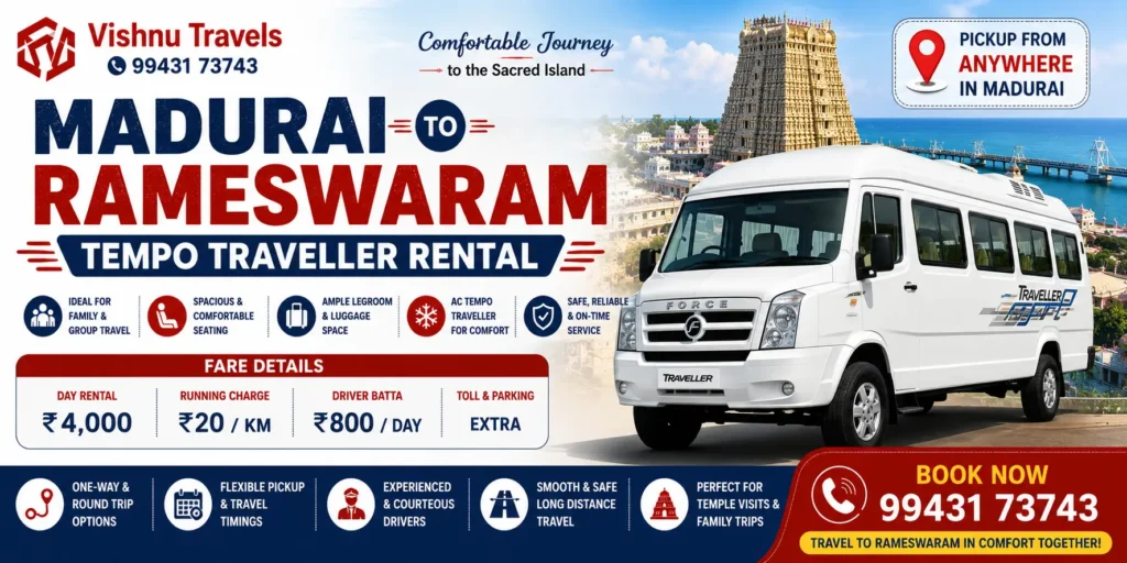 Madurai to Rameswaram Tempo Traveller Rental