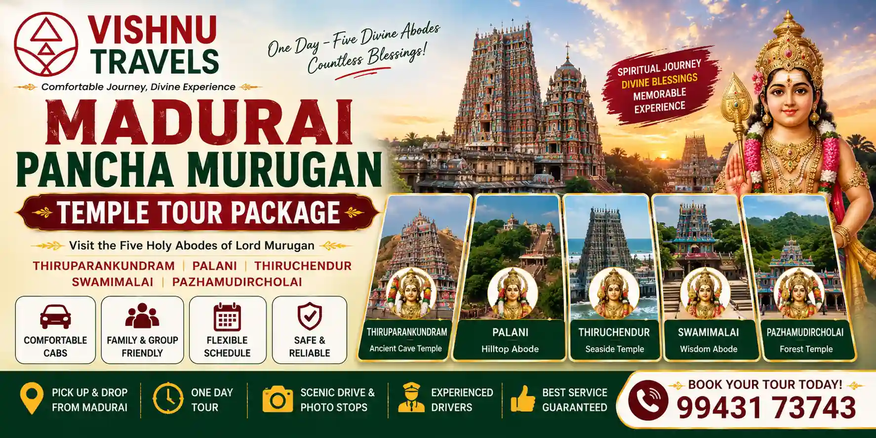 Madurai Pancha Murugan Temple Tour