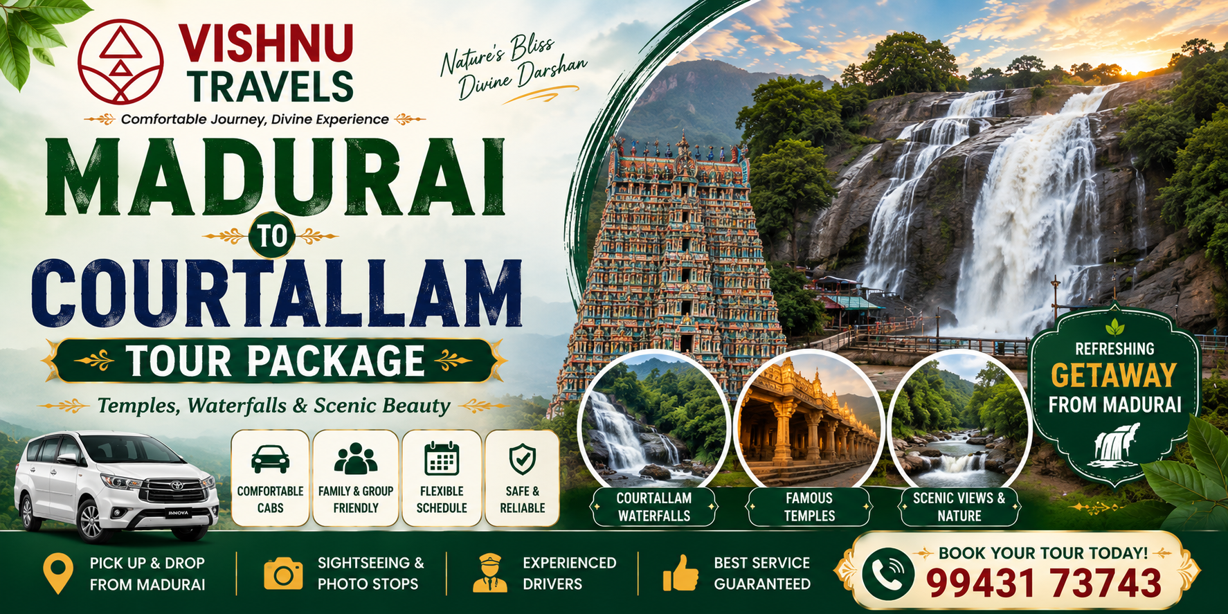 Madurai to Courtallam Tour Package