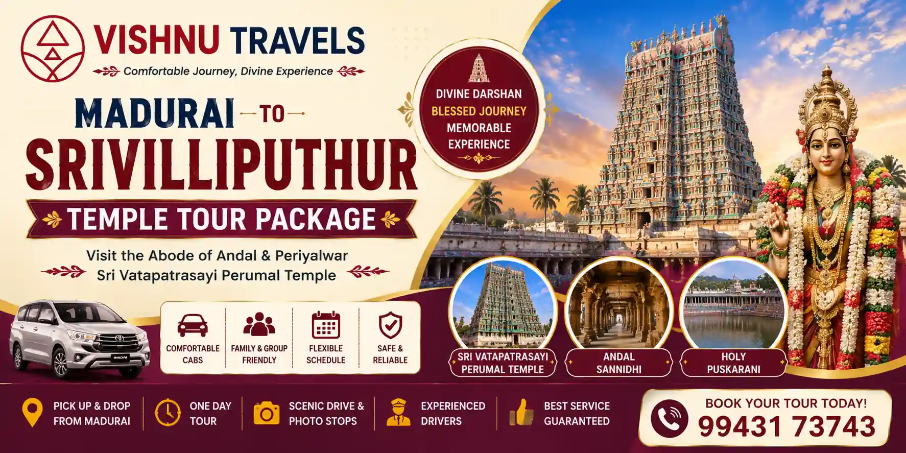Madurai to Srivilliputhur Temple Tour Package