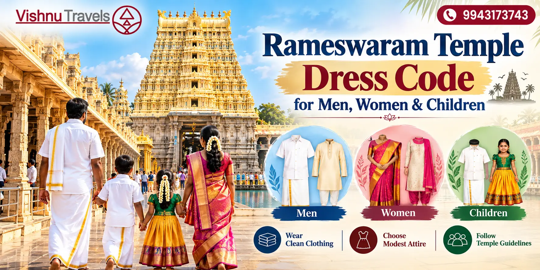 Rameswaram Temple Dress Code for Men, Women & Children