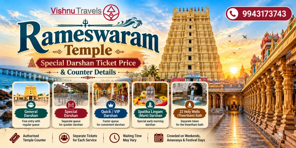 Rameswaram Temple Special Darshan Ticket Price & Counter Details